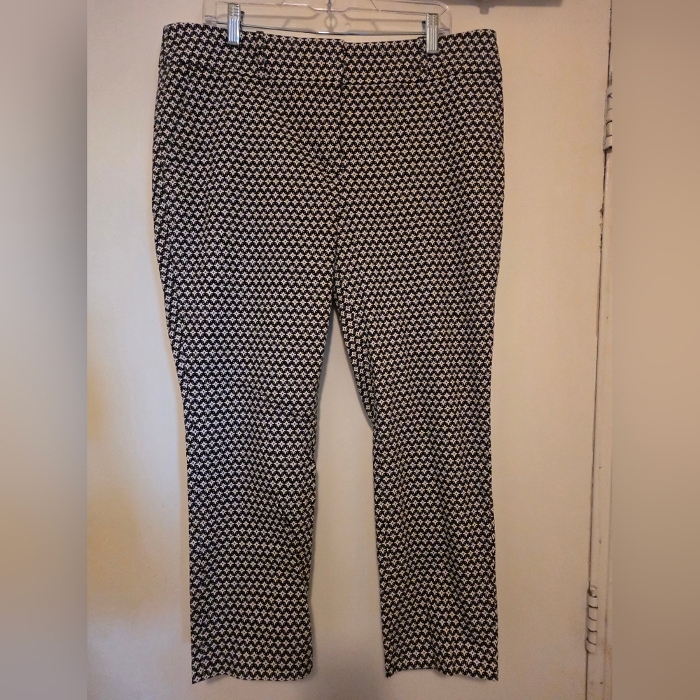 LOFT Julie Black and White Patterned Skinny Ankle Pants